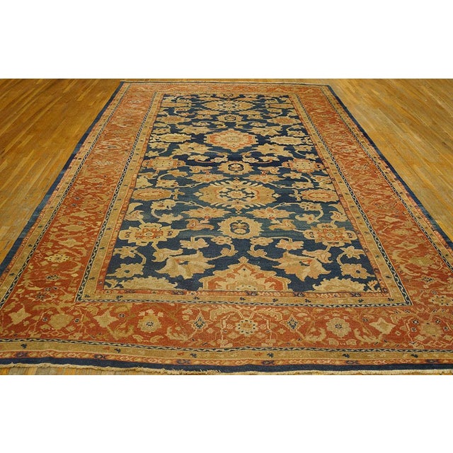 1880s Blue Navy Rustic Traditional Antique Persian Sultanabad 9' 3" X 13' 8" Handknotted Wool Carpet For Sale In New York - Image 6 of 10