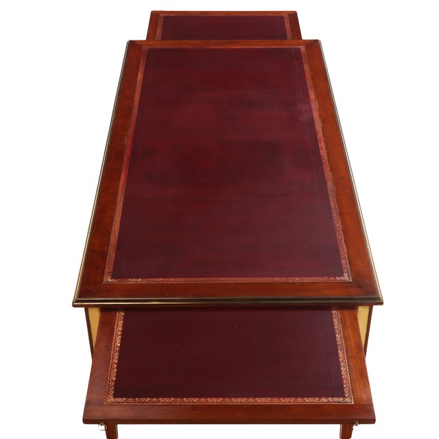 French Leather Top Mahogany Writing Desk in French Louix XV Style, C. 1940 For Sale - Image 3 of 9