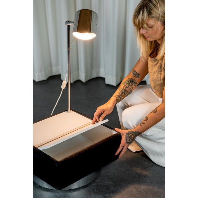 Black Side Tables with Integrated Lamp, 1980s, Set of 2 For Sale - Image 8 of 12