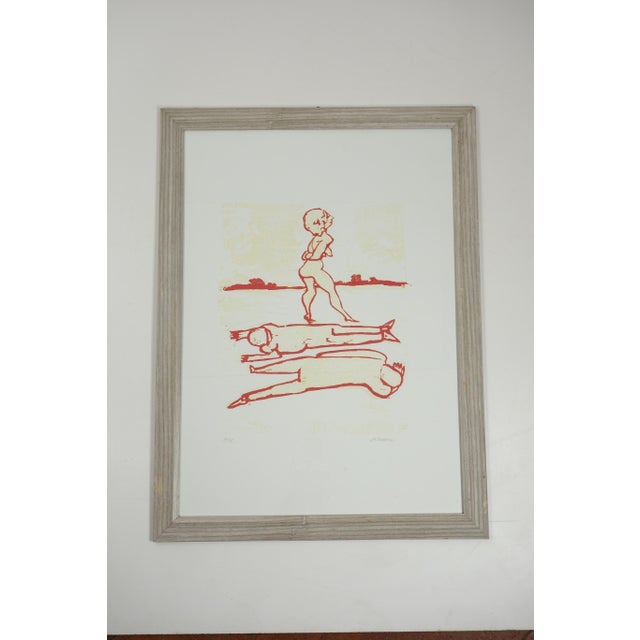 Red Mino Maccari, Composition, Lithograph, 1980s For Sale - Image 8 of 8