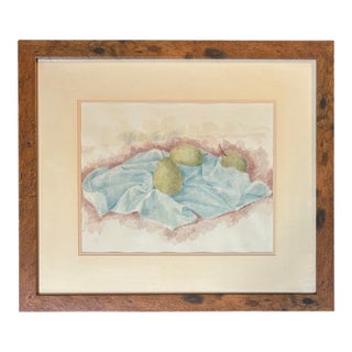 1950’s Impressionist Pastel Pears Still Life Watercolor Painting For Sale