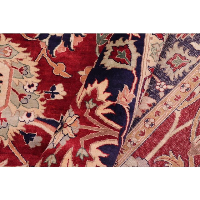 Textile Shabby Chic 1990's Floral Pak-Persian Red/Blue Wool Rug - 9'0'' X 12'5'' For Sale - Image 7 of 9