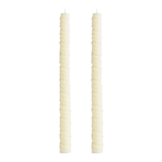 Helix Taper Beeswax Candles in Cathedral - a Pair For Sale