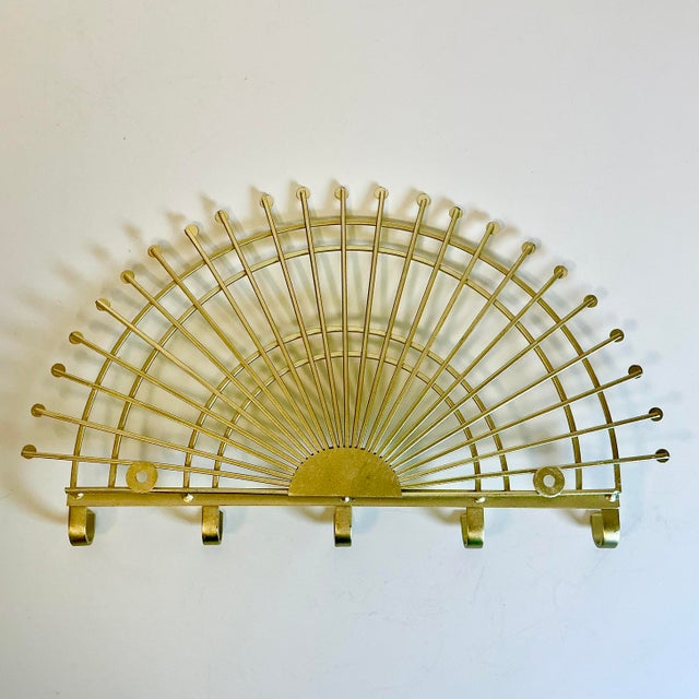 Gold 1980s Vintage Hollywood Regency Boho Chic Sunburst Wall Hook. For Sale - Image 8 of 9