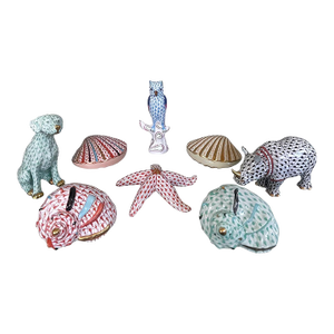 Set of Eight Hand-Painted Porcelain Figurines–Herend-Hungary, Late 20th Century.