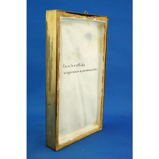 Ceramic Bas-Relief Plaque Sculpture of Saint Christopher with Baby Jesus from Le Tre Aaa, Turin, Italy, 1920s For Sale - Image 7 of 18