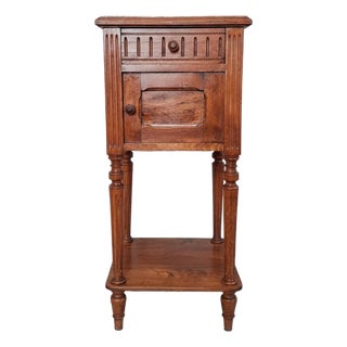 Antique French Bedside Table with Marble Top For Sale