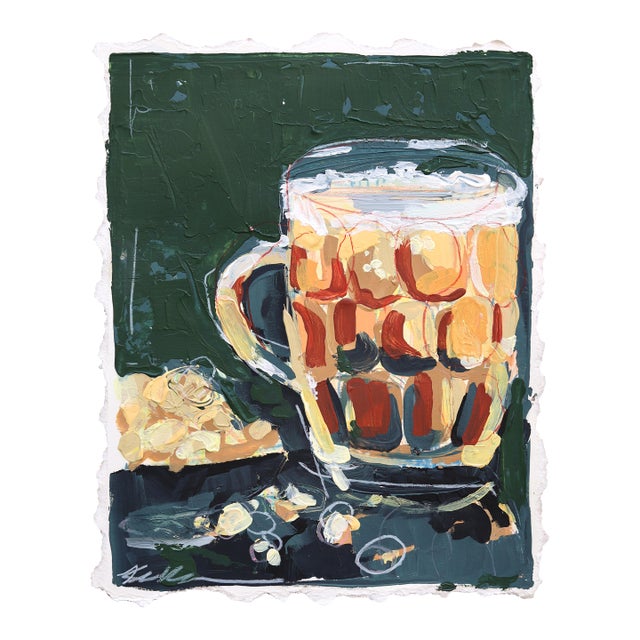 A Cold One - Original Figurative Mixed Media Acrylic and Pencil Artwork on Paper by Kellie Newsome For Sale