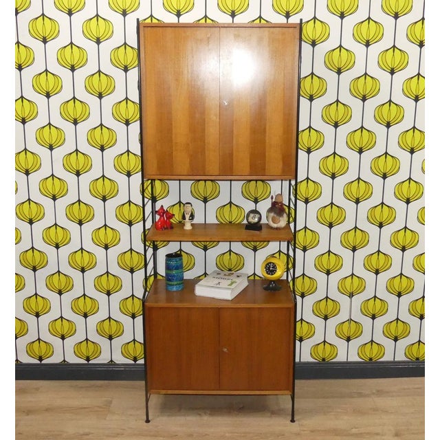 Wood String Ladder Shelf & WHB Shelf with Steel and Wire Cabinet elements For Sale - Image 7 of 15