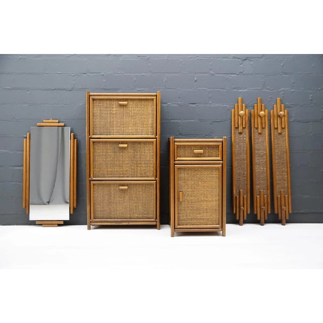 Rattan Wardrobe Set, Italy, 1970s, Set of 6 For Sale - Image 10 of 10