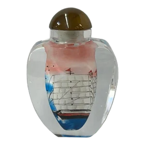 Chinese Inside Oriental Scenery Vessels Graphic Glass Art Bottle