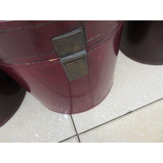 Early 20th Century Antique Chinese Leather Luggage Boxes - Set of 3 For Sale - Image 5 of 10