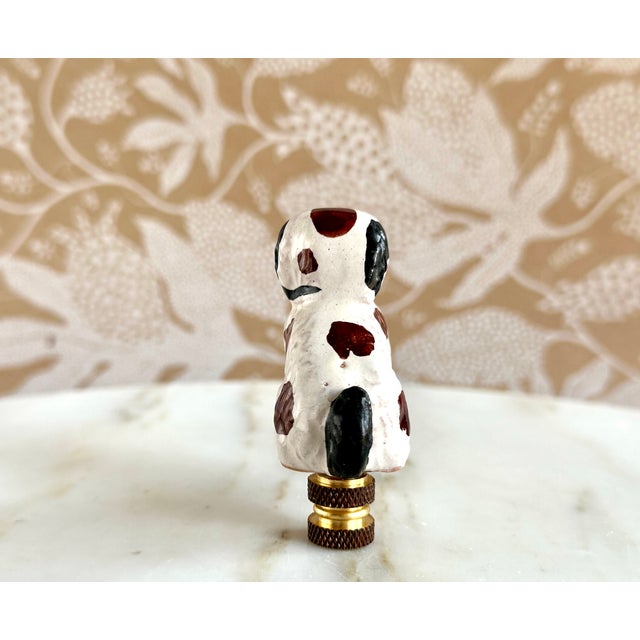 2020s Staffordshire Spaniel Dog Lamp Finial on Brass Hardware For Sale - Image 5 of 6