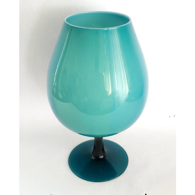 Murano Glass Vase Extra-Large Turqouise For Sale In Miami - Image 6 of 8