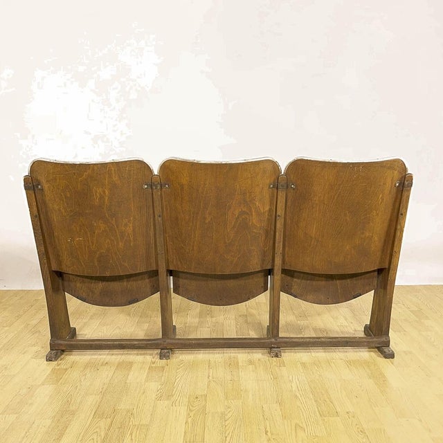 Three-Seat Cinema Bench in Wood and Poplar Plywood, 1950s For Sale - Image 6 of 18
