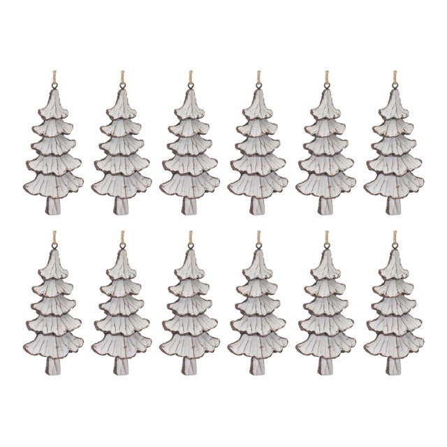 2020s Carved Pine Tree Ornament (Set of 12) For Sale - Image 5 of 5