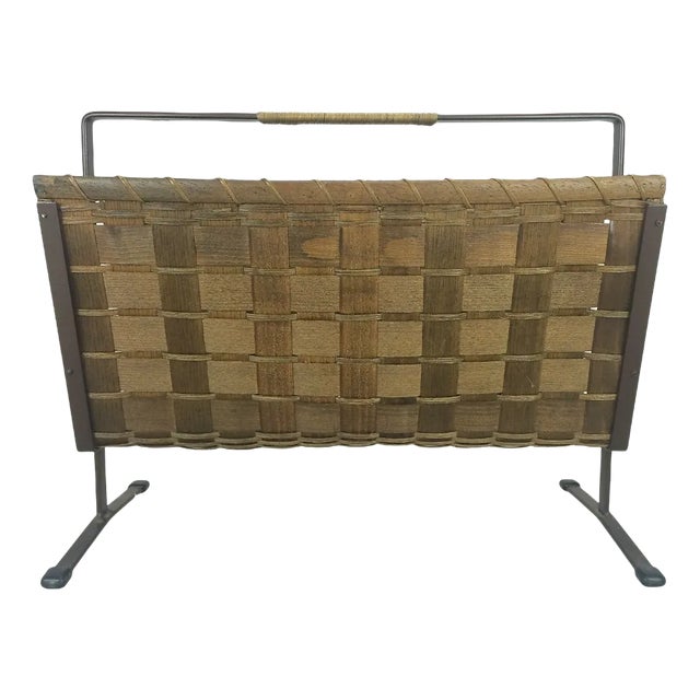 Mid-Century Newspaper Stand in Braided Metal For Sale