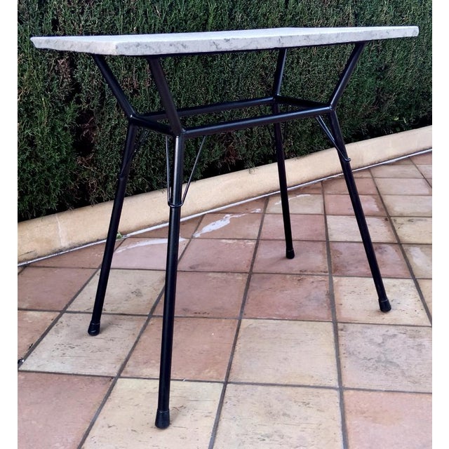 Black Vintage Bistro Side Table in Marble and Iron, 1930s, Set of 2 For Sale - Image 8 of 16
