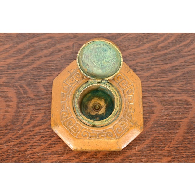 Tiffany Studios New York Zodiac Bronze Inkwell For Sale In South Bend - Image 6 of 11