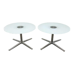 Pearson Lloyd Bob's Side Tables With Round Glass Tops for Coalesse