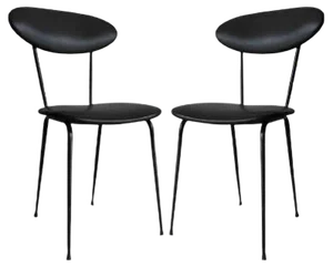 Set of Black Leather Chairs, 1950s