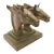 Vintage Bronze Heavy Cast Double Horse Letter Holder For Sale
