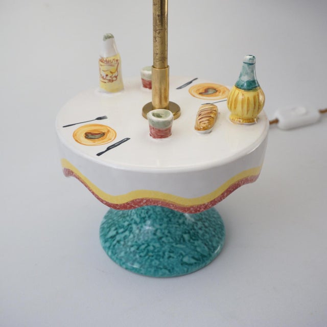 Mid-Century Modern 1950`s Italian Vintage Mid-Century Modern Florentine Ceramic Table Lamp by Maf (Manifattura Artistica Fiorentina) - Rewired For Sale - Image 3 of 14