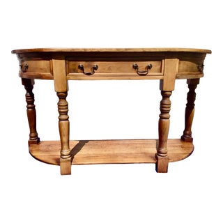 1960s Vintage Turned Maple Bow-Front Console Table Server in French Provincial Style For Sale
