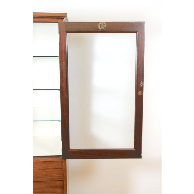 Mid 20th Century Vintage Mahogany Dark Tone Medical Display Cabinet For Sale - Image 5 of 16