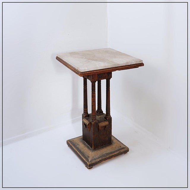 Pedestal Table in Wood and Marble For Sale - Image 15 of 16