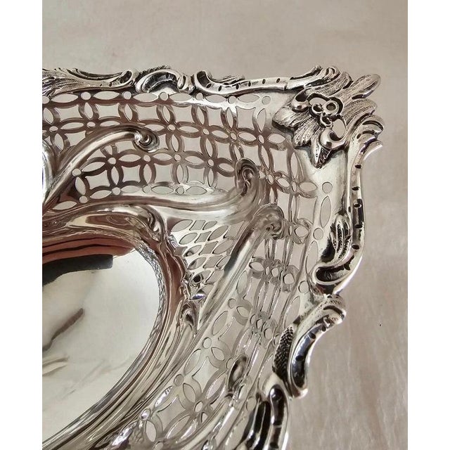 Gold Antique Victorian Sterling Silver Navette Bon Bon Dish, 1889 For Sale - Image 8 of 18