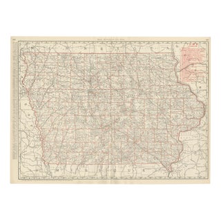 Antique Map of Iowa The Hawkeye State by Ran McNally, 1899 For Sale