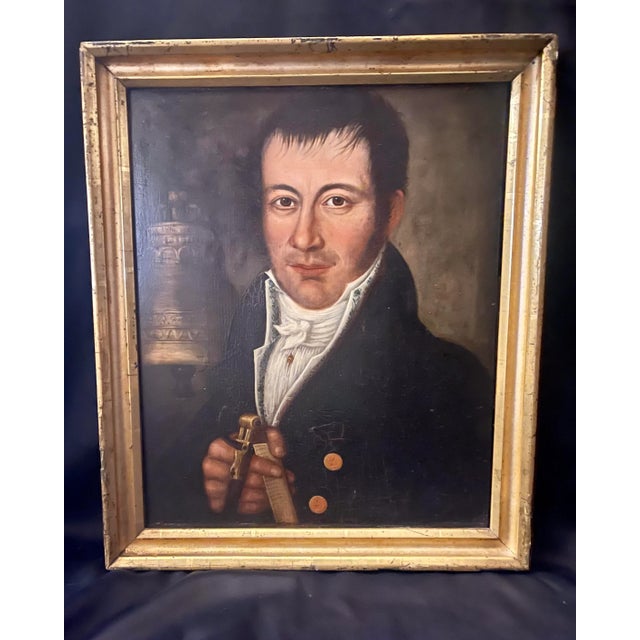 This oil on panel signed with the initials of B.F and dated 1816 is a rare testimony to Freemasonry. The portrait of this...