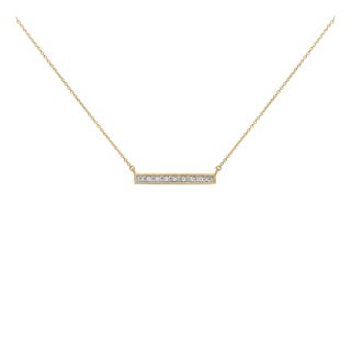 Yellow Gold Plated Diamond Accent Bar Pendant Necklace For Sale
