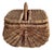 Large vintage wicker buttocks farmer's harvest basket with removable lid.