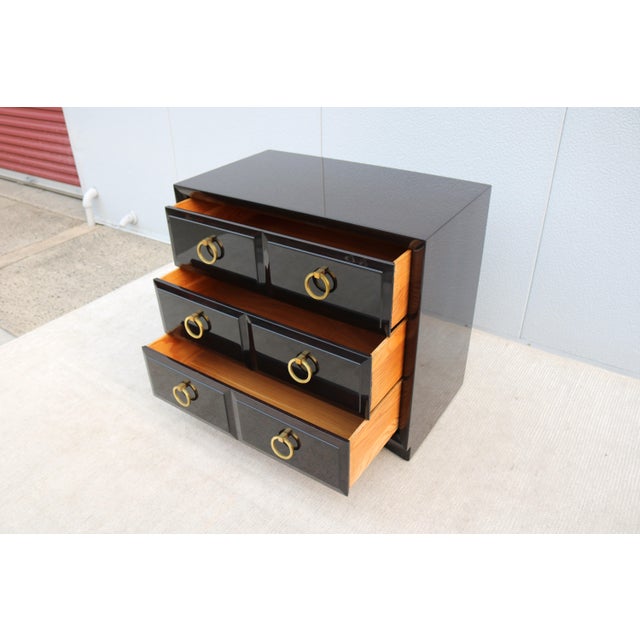Brown 1960s t.h. Robsjohn Gibbings for Widdicomb Three Drawers Mahogany Dresser Chest For Sale - Image 8 of 12