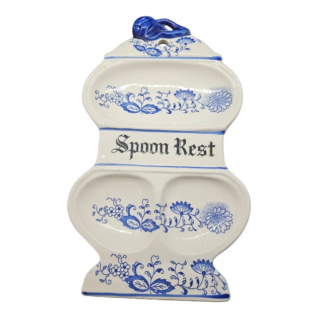 Vintage Spoon Rest Blue Onion Arnartcreation Japan For Sale