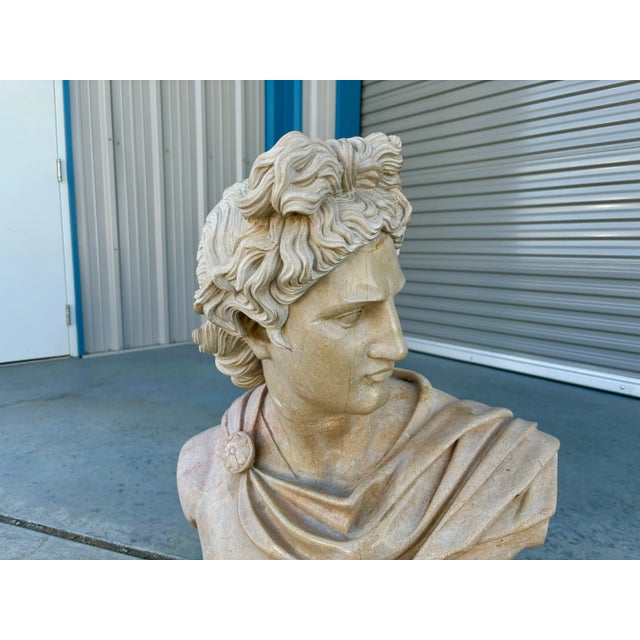 Late 19th Century Vintage Classical Style Marble Bust of Apollo For Sale - Image 5 of 12