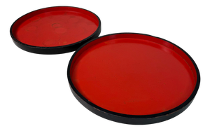 Japanese Marubon Trays in Red and Black Lacquer, 1910s, Set of 2