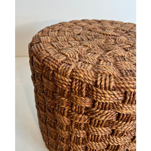 1970s Rope Stool With Round Wooden Legs in the Style of Audoux Minet For Sale - Image 10 of 12