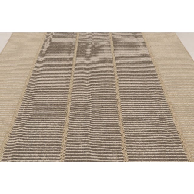 2020s Rug & Kilim’s Contemporary Kilim With Textural Stripe Design in Beige & Gray For Sale - Image 5 of 10