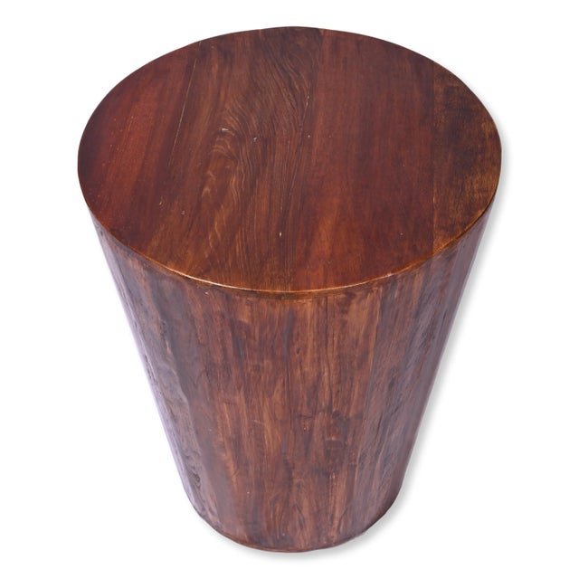 Farmhouse Rustic Reclaimed Cone Shaped Chestnut Brown Side Table For Sale - Image 3 of 6