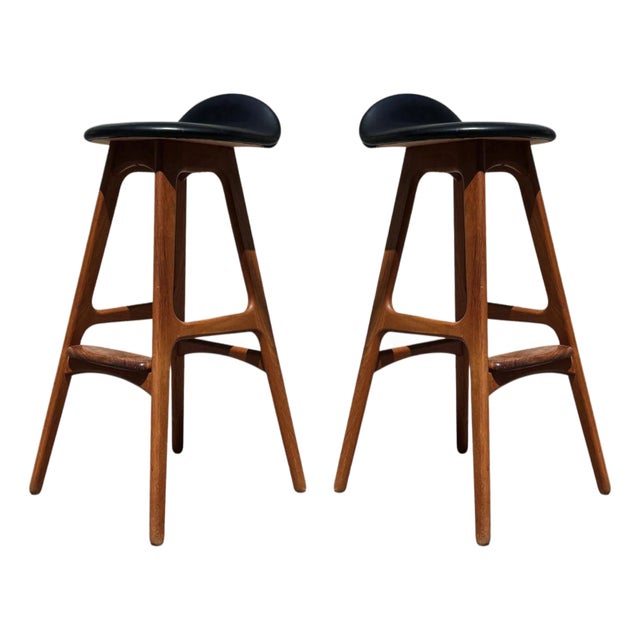 Erik Buch for Oddense Maskinsnedkeri o.d. Mobler Danish Teak Barstools For Sale