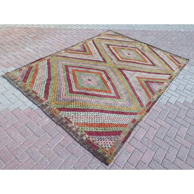 1960s Turkish Embroidered Kilim Rug - 83"x117" For Sale - Image 13 of 13
