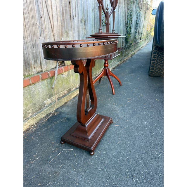 Early 20th Century Neoclassical Style Oval Mahogany Lyre Base Side Table For Sale In Washington DC - Image 6 of 14