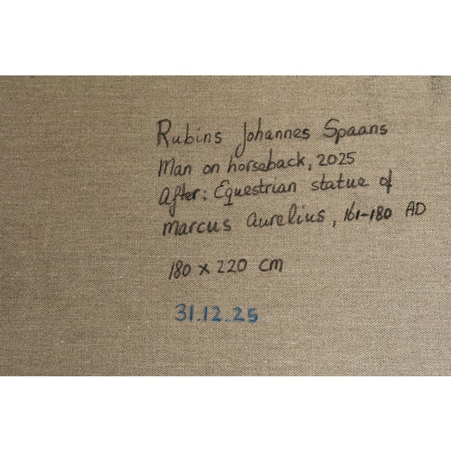 Textile Large Equestrian Oil Painting on Unprimed Belgian Linen 180 X 220 Cm For Sale - Image 7 of 8