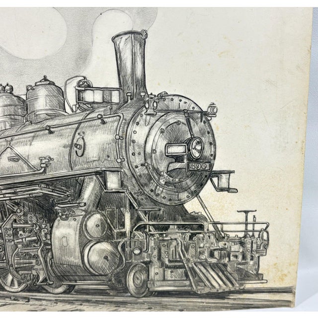 1980 Steve Le Bailly Original Graphite Illustration of Union Pacific #490 For Sale - Image 4 of 8