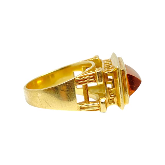 Late 20th Century Finestra Greek Revival 18k Yellow Gold and Citrine Architectural Ring, Size 9.25 For Sale - Image 4 of 13
