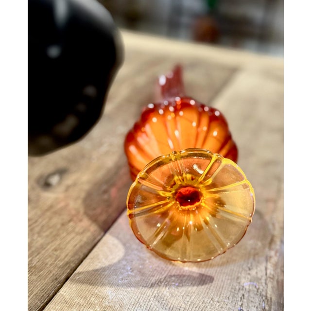 Red Vintage Le Smith Amberina Swung Pedestal Vase - Mid Century Modern - 22"h For Sale - Image 8 of 9