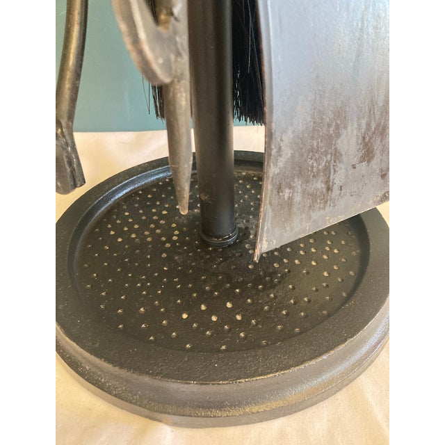 Vintage Brass & Cast Iron 5-Piece Fireplace Tool Set For Sale In Oklahoma City - Image 6 of 11
